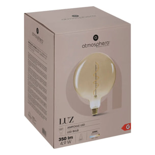 Ampoule LED "Globe" ambrée - filament torsadé E27 D20 cm