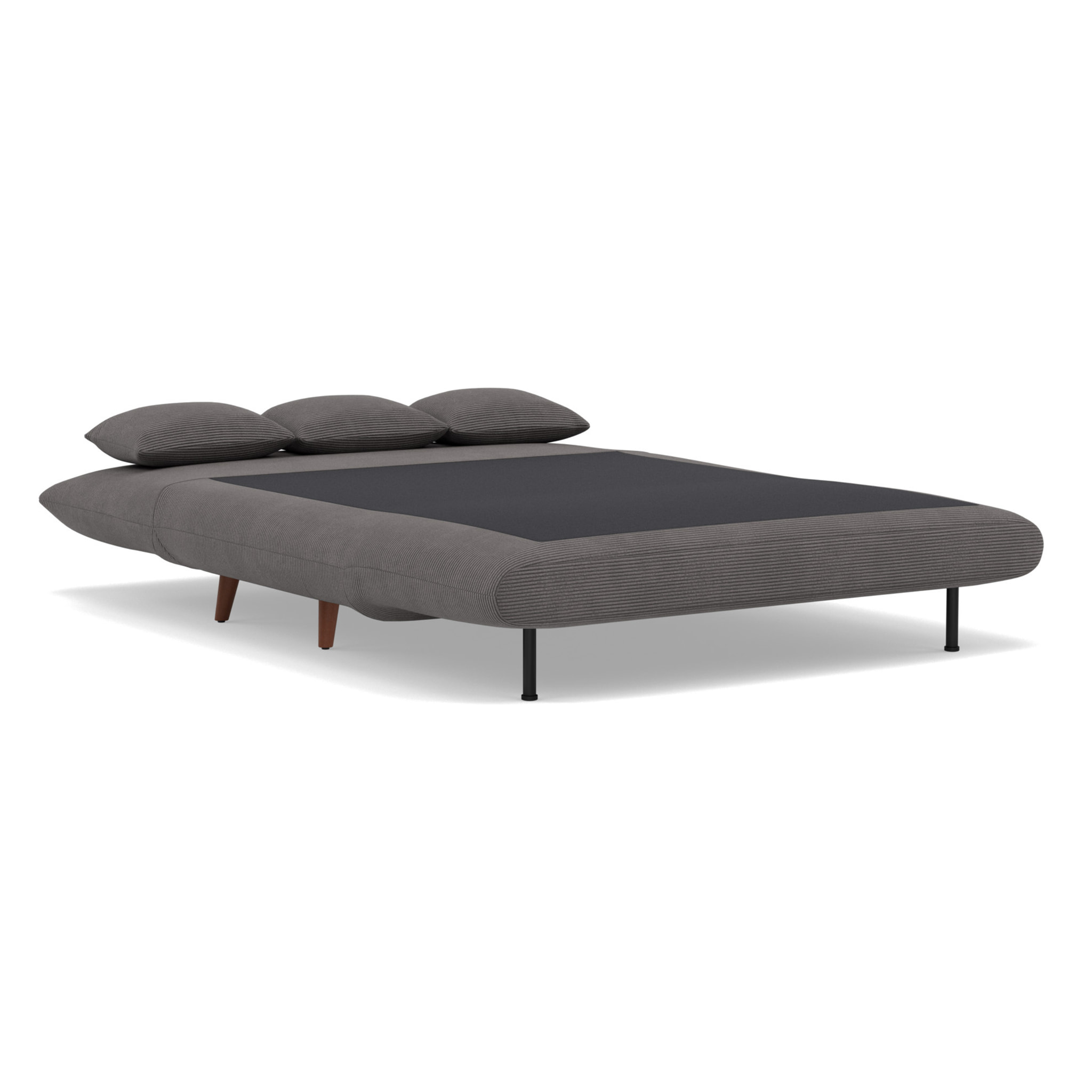 Lumi - Banquette convertible clic-clac 2 places en velours côtelé - Gris