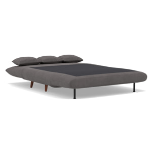 Lumi - Banquette convertible clic-clac 2 places en velours côtelé - Gris