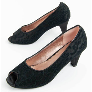 Zapato De Tacón - Negro - Altura: 6 Cm