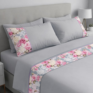 Completo letto Arminie IPERSAN Puro Cotone Ricamo Grigio