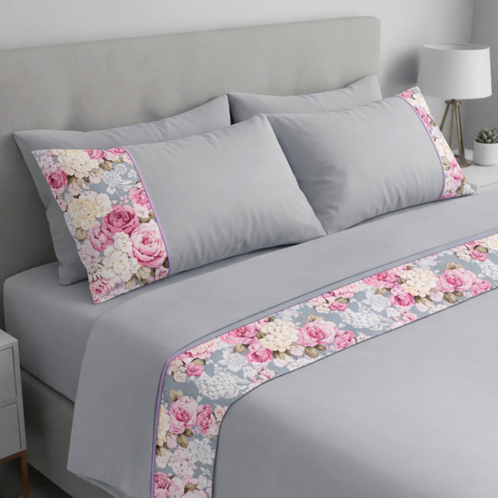 Completo letto Arminie IPERSAN Puro Cotone Ricamo Grigio