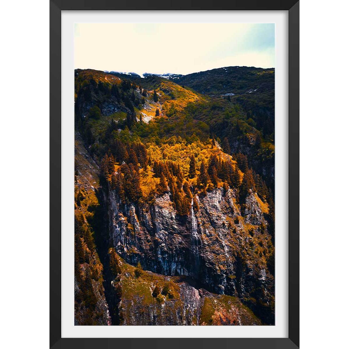Affiche nature failles et ravins sauvages Affiche + cadre en bois - Noir
