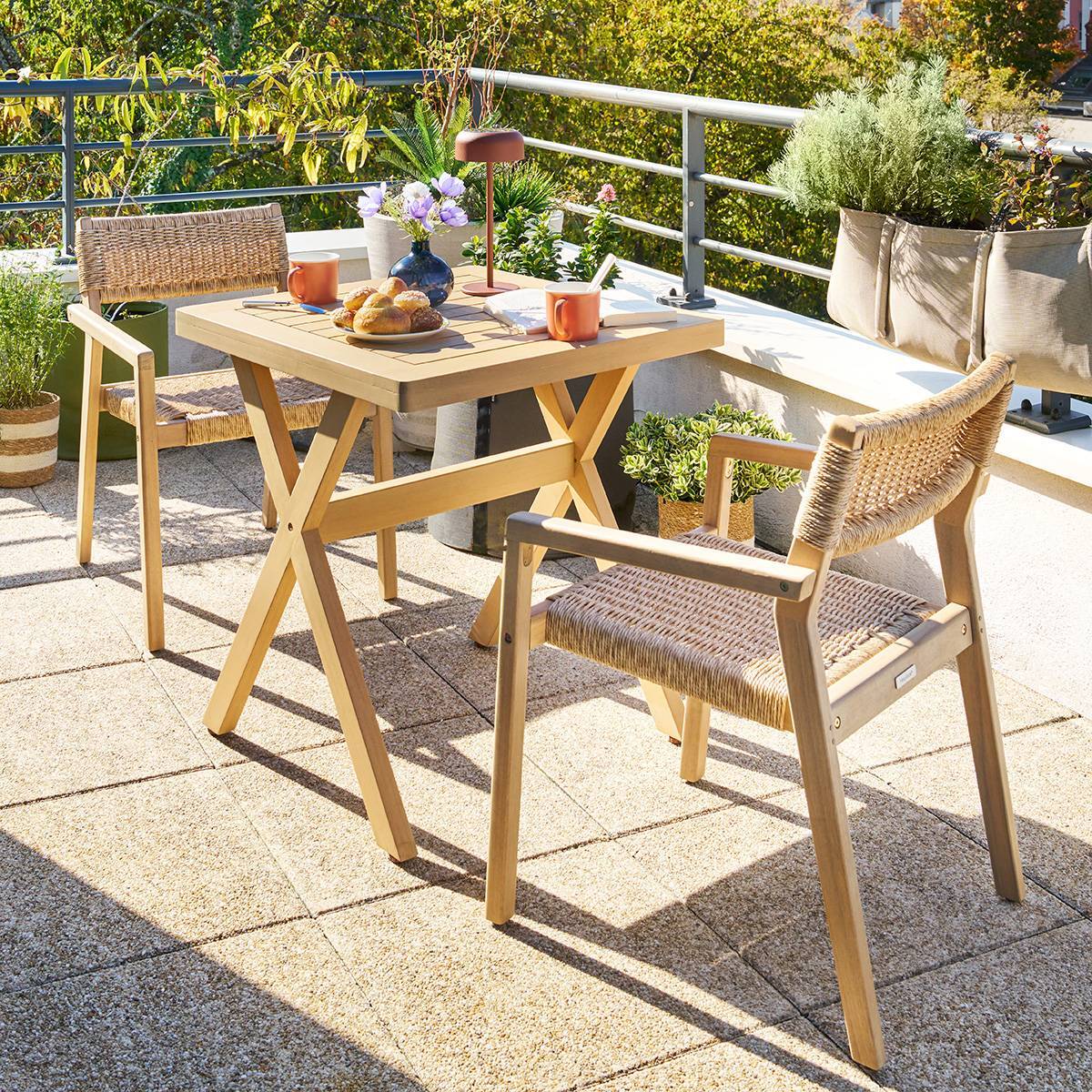 Table de jardin 2 places Xenia eucalyptus 70x70cm
