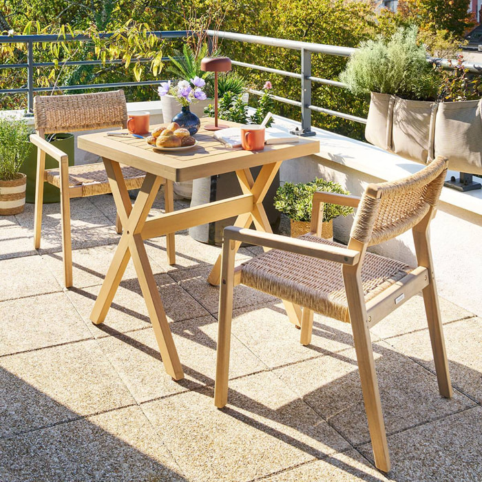 Table de jardin 2 places Xenia eucalyptus 70x70cm