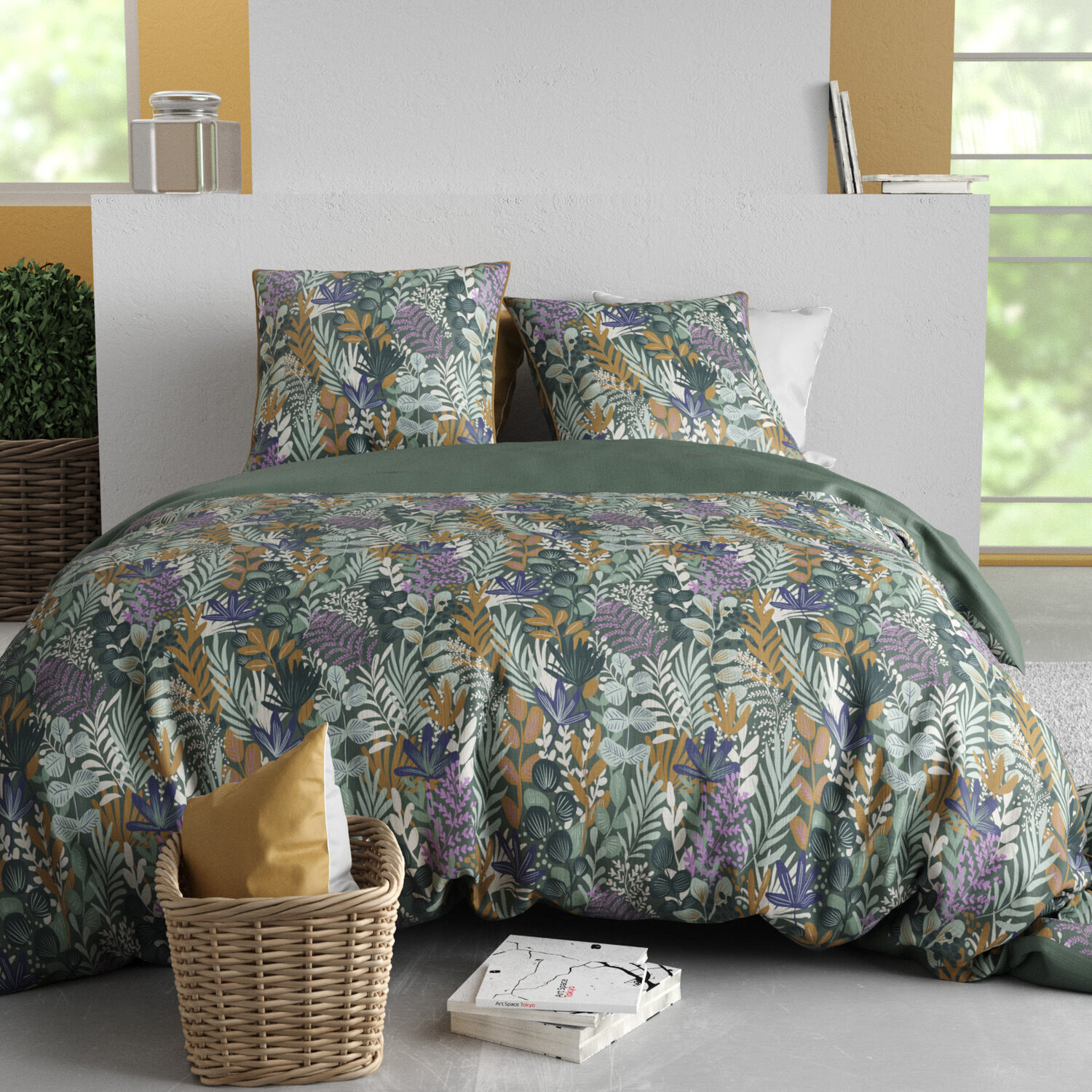 Parure housse de couette 3pcs 100% coton 57 fils pampa