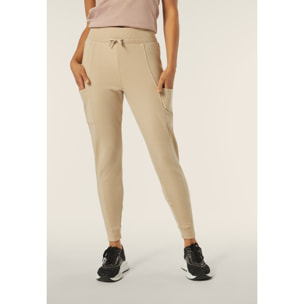 Pantalone donna in felpa con vita alta e tasche laterali