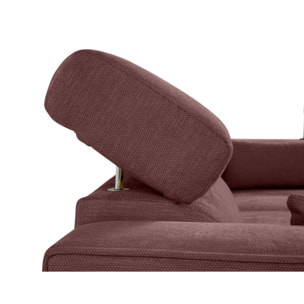 Alicante - canapé d'angle réversible convertible avec têtières - coffre - 4 places - en tissu texturé - Prune