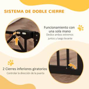 Barrera de Seguridad Extensible Barrera para Mascotas con Cierre Automático y Sistema de Doble Bloqueo para Puerta Pasillo Escalera 74-100x76 cm Negro