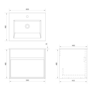 Meuble simple vasque 60 cm chêne Aquaroca