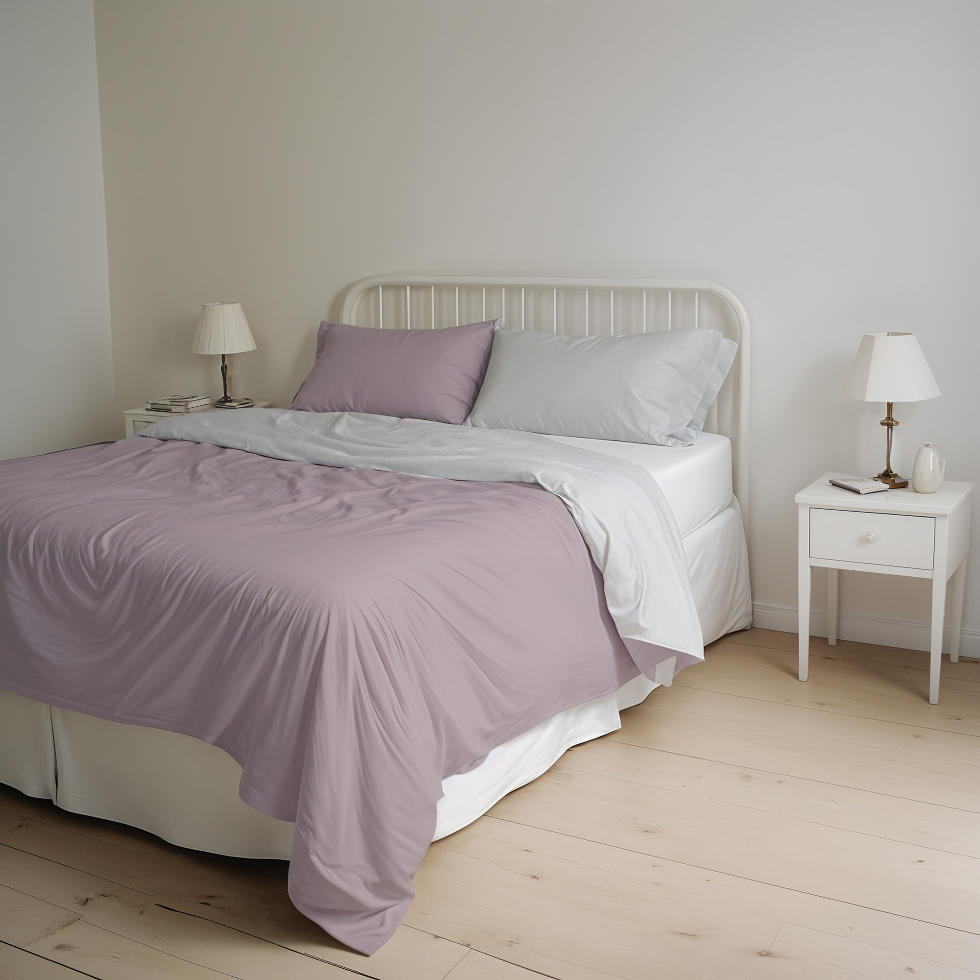 PARURE COPRIPIUMINO NATURAL COLOR, 100% Cotone, Made in Italy - ROSA ANTICO/GRIGIO CHIARO