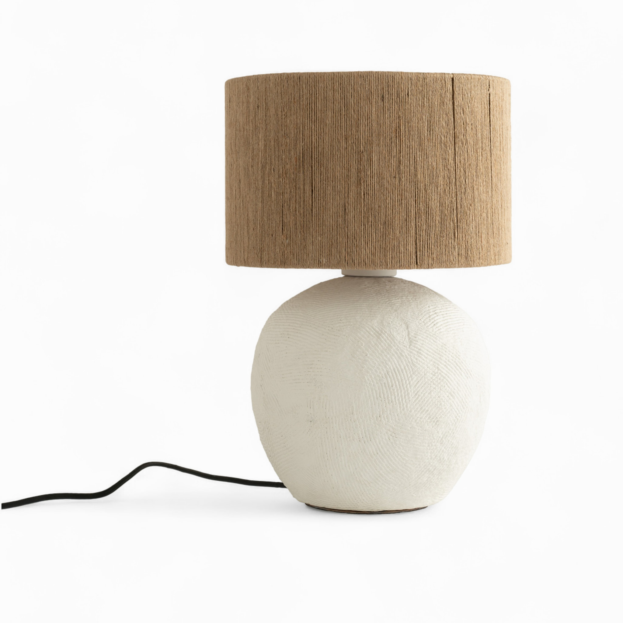 Lampe Nina en jute et papier blanc