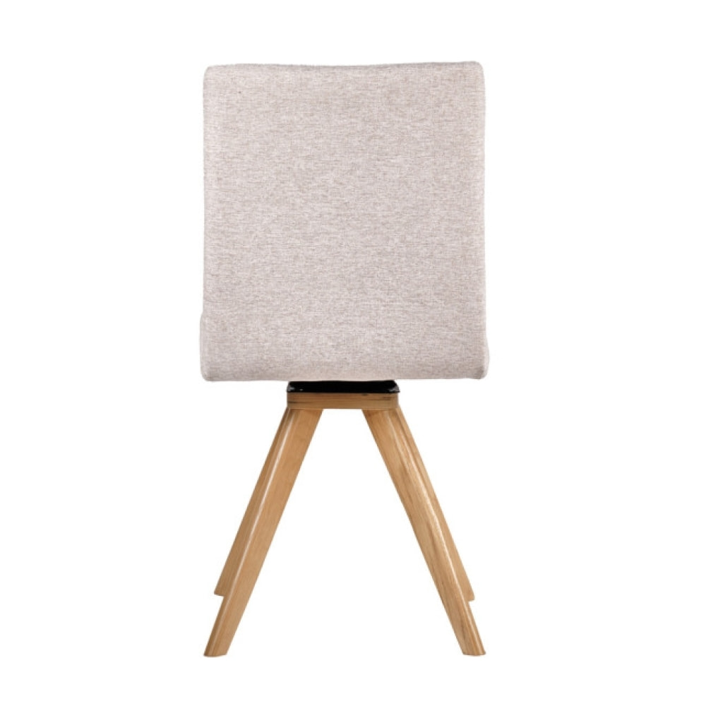 Chaise rotative en tissu & piètement en chêne - 3 coloris - HORTENSE