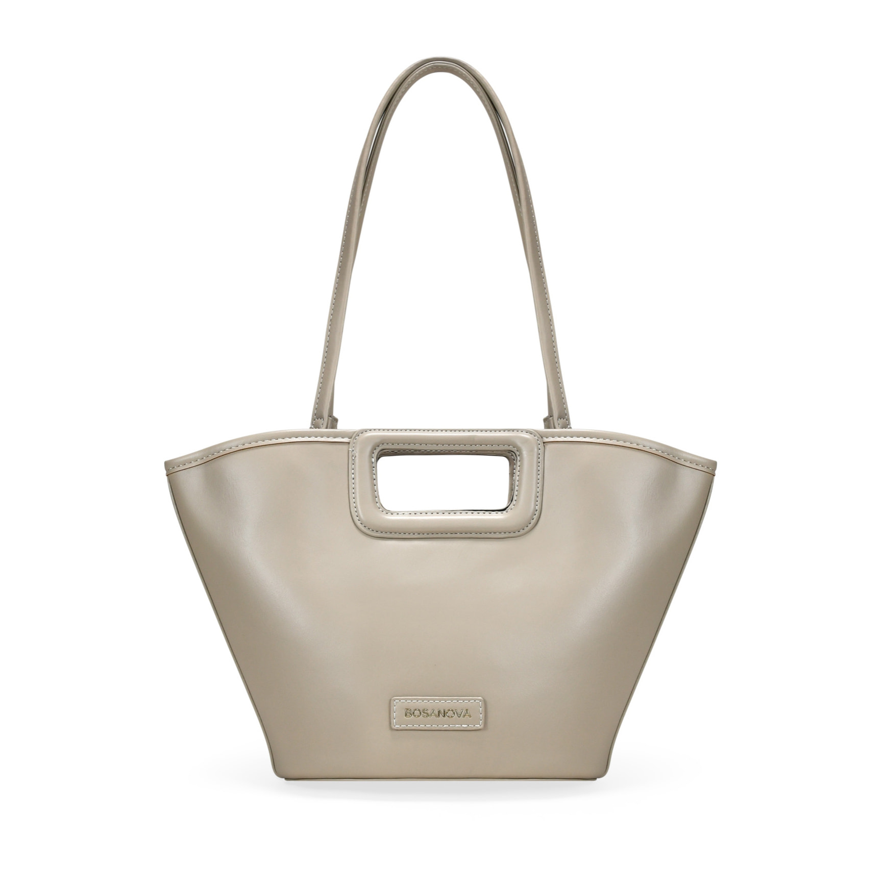 Bolso capazo beige con asas de mano