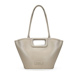 Bolso capazo beige con asas de mano