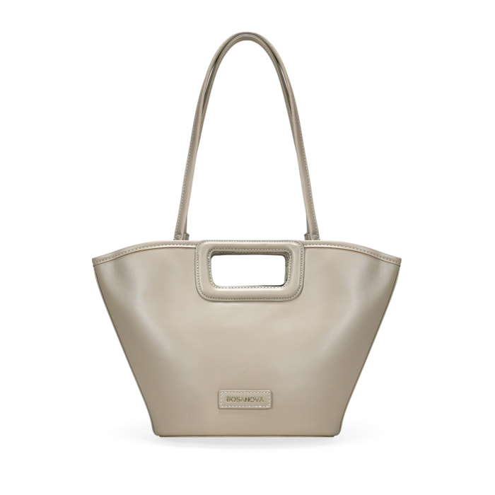 Bolso capazo beige con asas de mano