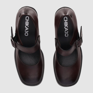 Zapatos de Piel - Vino - Tacón: 6 cm