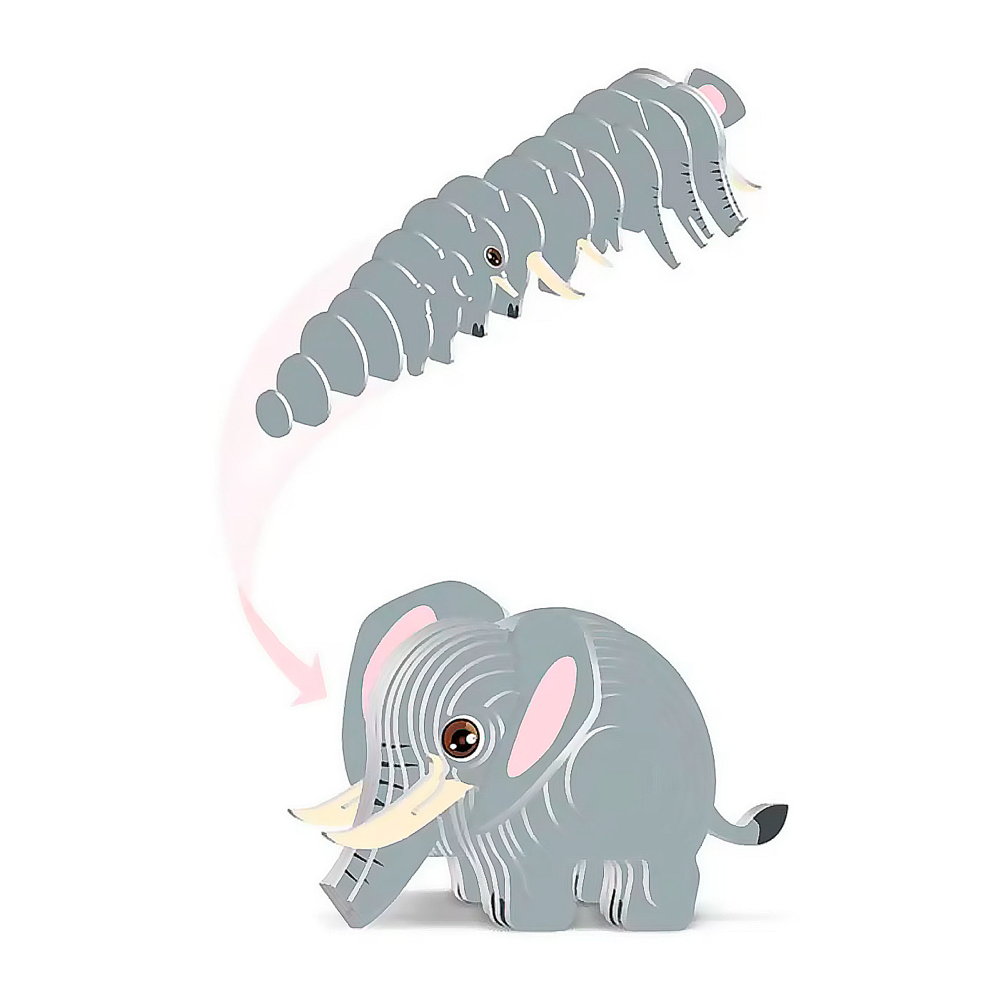 Puzle 3D de cartón con relieve. Diseño de Elefante.