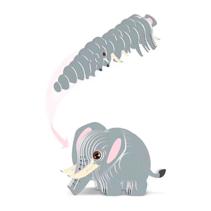 Puzle 3D de cartón con relieve. Diseño de Elefante.