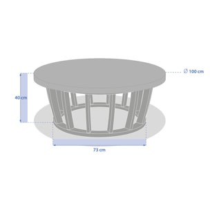 Table basse de jardin ronde "Lemindo" 100cm en eucalyptus