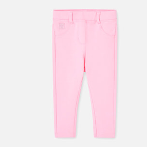 PantalÃ³n elÃ¡stico para niÃ±a en felpa lisa de color rosa