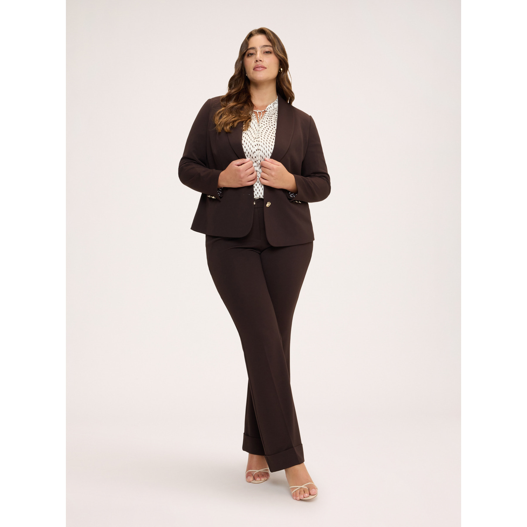 Fiorella Rubino - Blazer cropped in tessuto stretch - Marrone