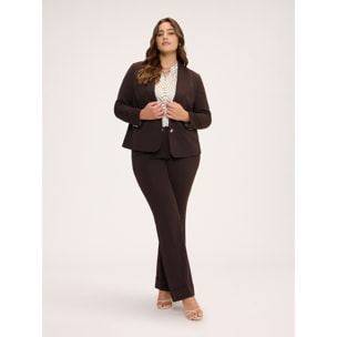 Fiorella Rubino - Blazer cropped in tessuto stretch - Marrone