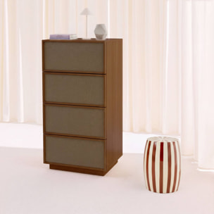 Chiffonnier décor bois et tissu 4 tiroirs KUBA