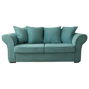 Canapé droit 3 places en velours vert eucalyptus OSCAR