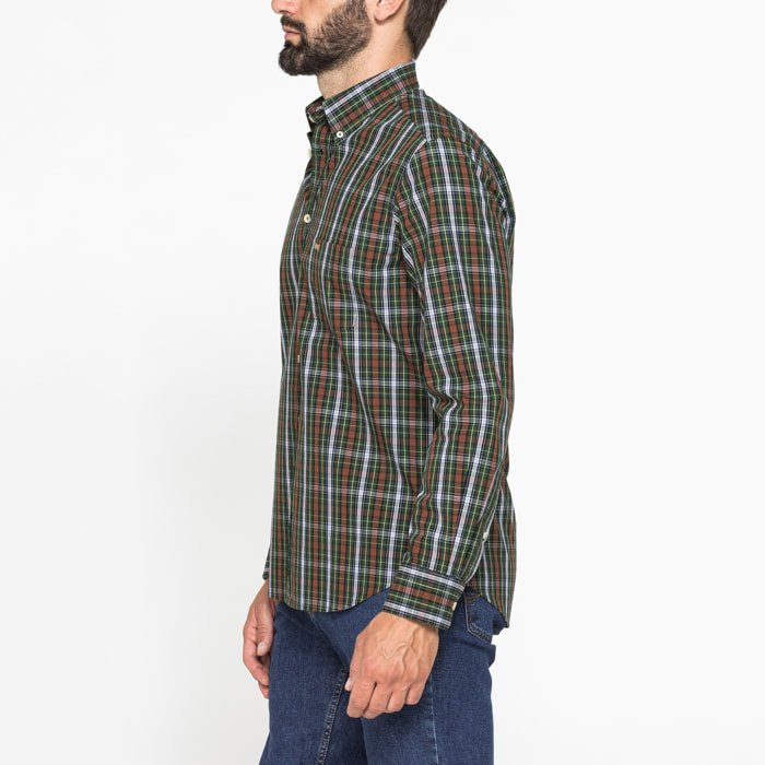 CAMICIA FANTASIA TINTO FILO CON COLLO BUTTON-DOWN