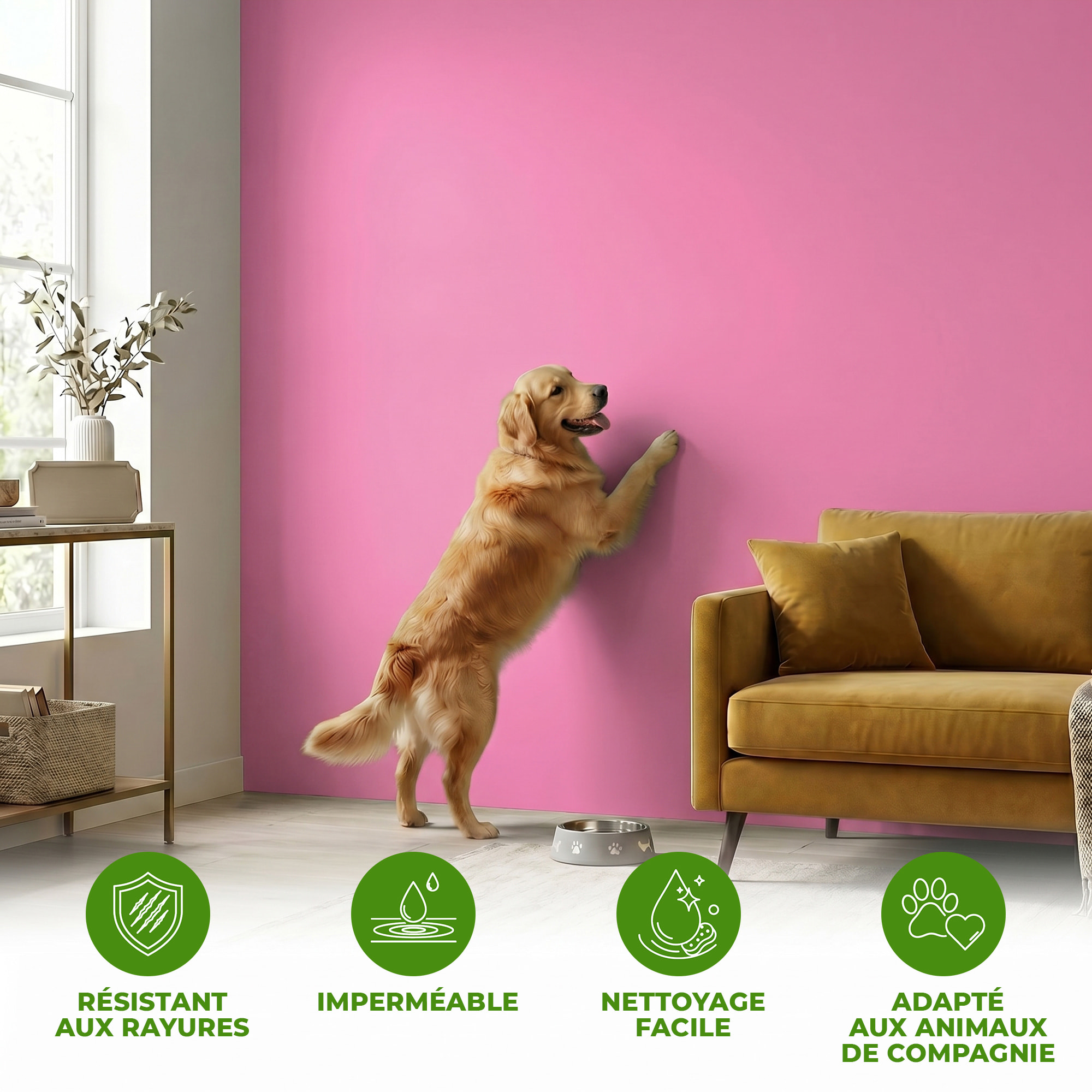 Rouleau adhésif décoratif Vinyle au Mètre - Rose - Sticker Lavable Imperméable Mur Cuisine Meubles