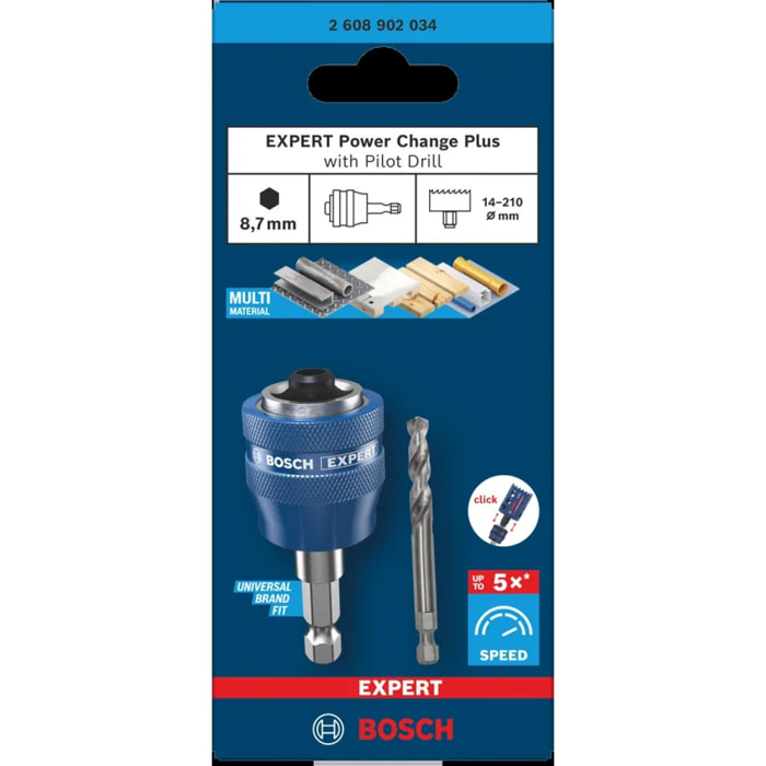 Adaptateur powerchange 6 pans + forêt hss-g - BOSCH - 2608902034