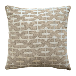 Coussin décoratif déhoussable en jacquard à motif géométrique - Naturel