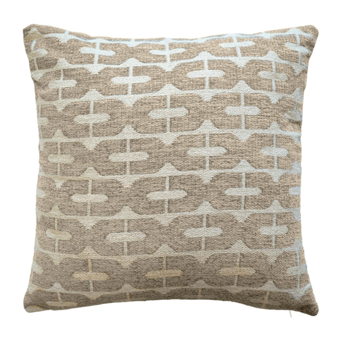 Coussin décoratif déhoussable en jacquard à motif géométrique - Naturel