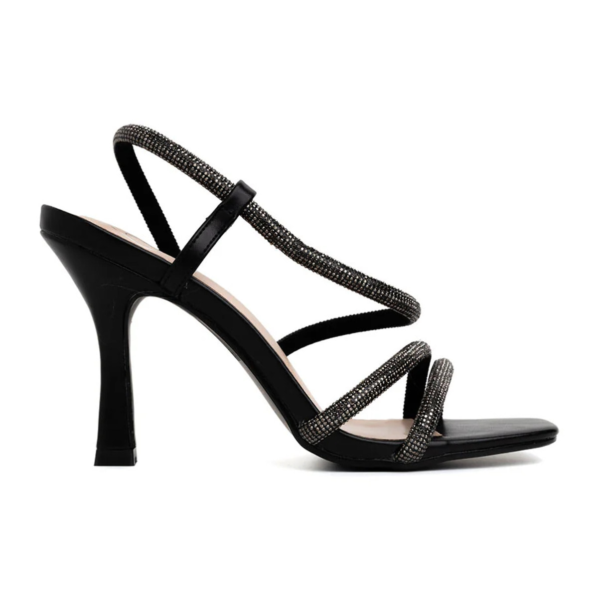 Sandalo elegante con strass - NERO