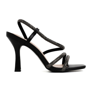 Sandalo elegante con strass - NERO