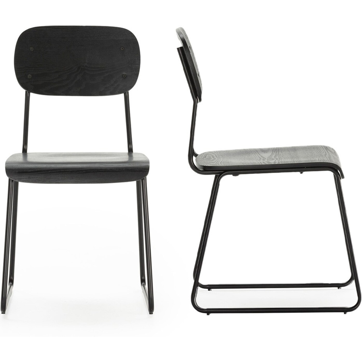 Lot de 2 tabourets de bar effet bois - EKEN