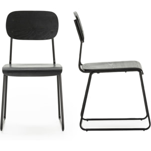Lot de 2 tabourets de bar effet bois - EKEN
