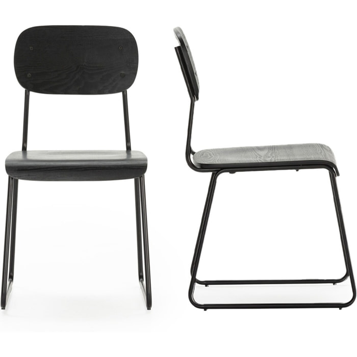 Lot de 2 tabourets de bar effet bois - EKEN