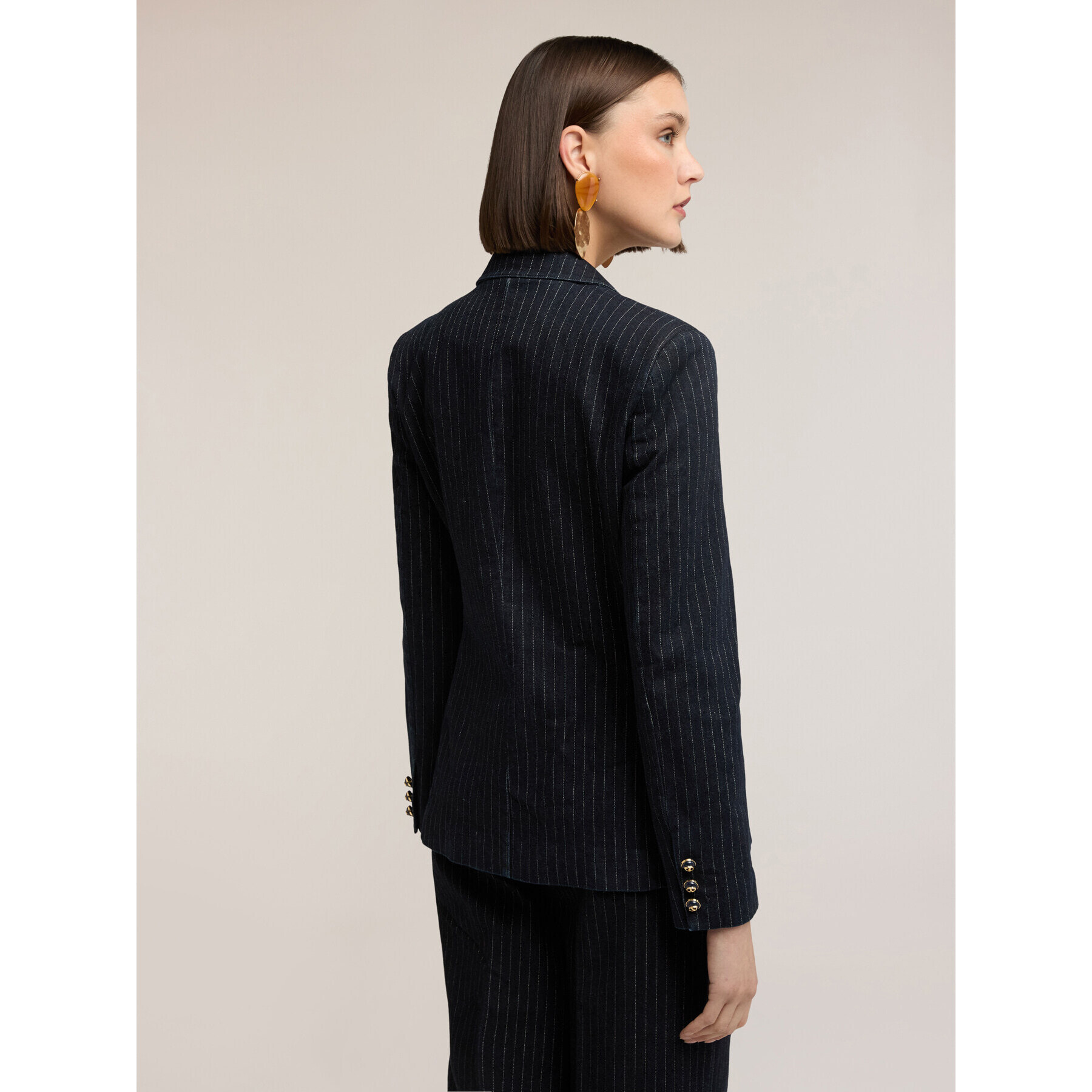 Motivi - Chaqueta estructurada en denim a rayas - Azul