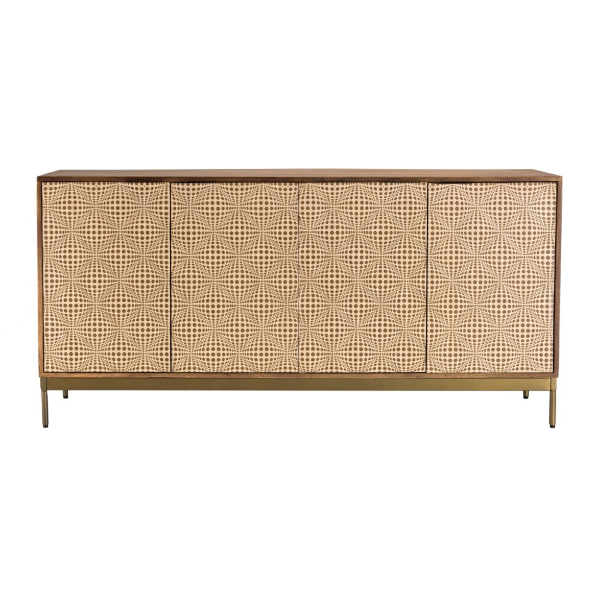 ALIX - Buffet en bois de manguier 4 portes motifs ethniques