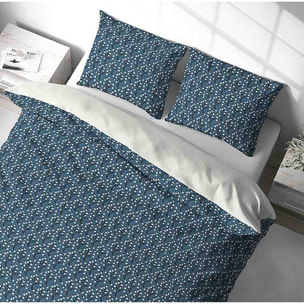 Parure housse de couette polyester bleu