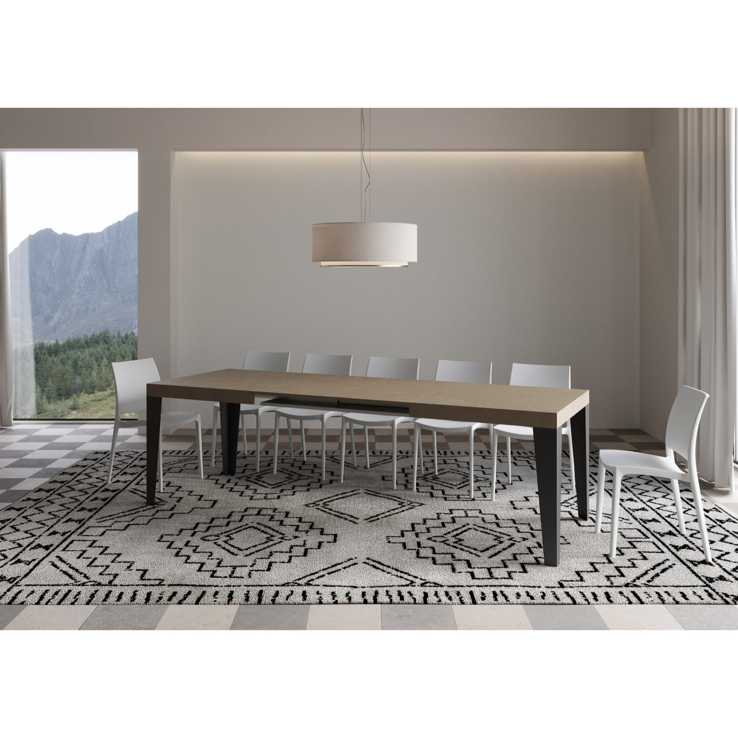 Mesa extensible 90x160/264 cm Flame gris paloma patas antracita