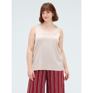 Fiorella Rubino - Top de raso de viscosa elástico - Beige