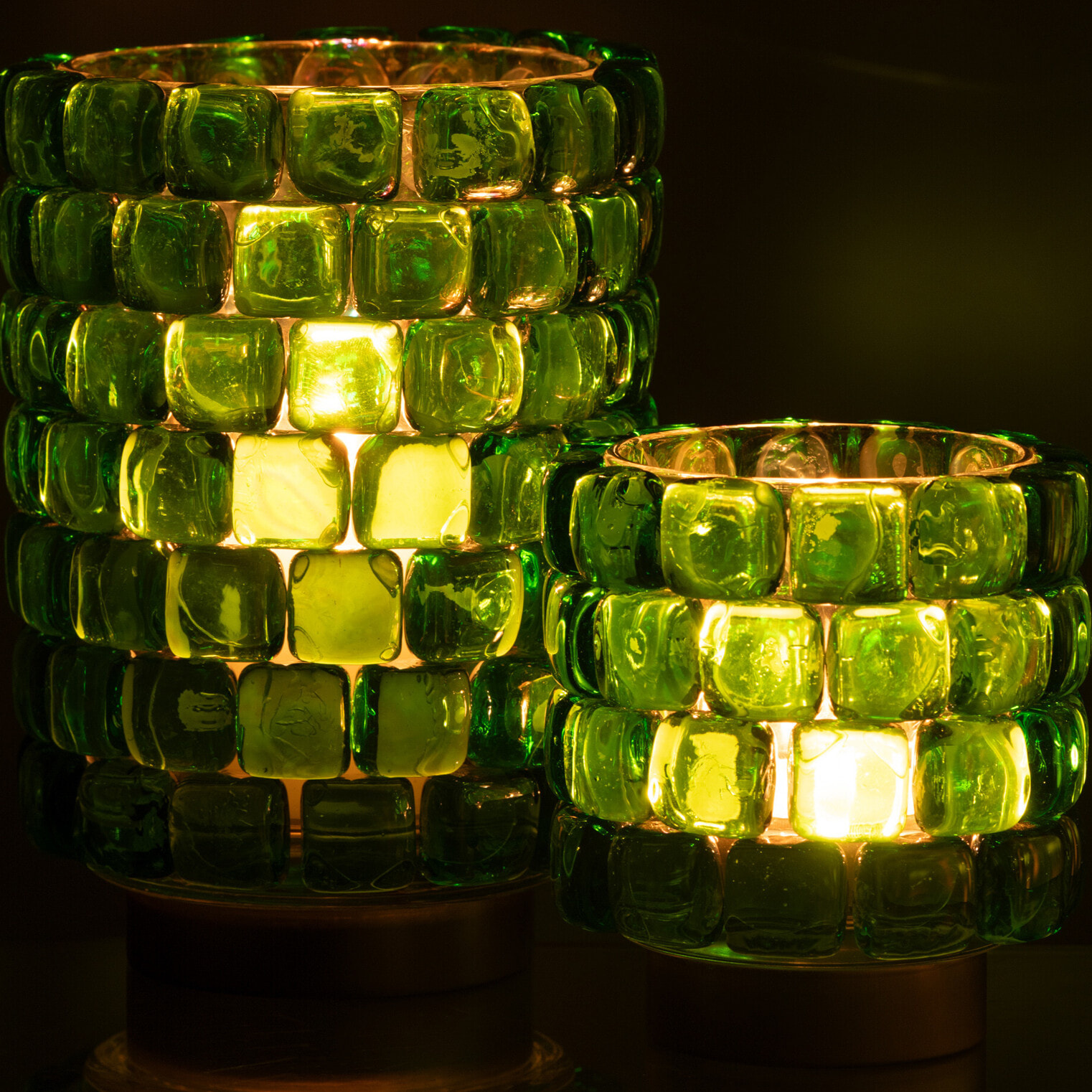 J-Line bougeoir Carré Mosaïque - verre - vert - large