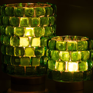 J-Line bougeoir Carré Mosaïque - verre - vert - large
