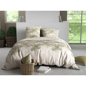 Parure housse de couette imprimée 220x240cm + 2 Taies 100% coton 57fils MILA