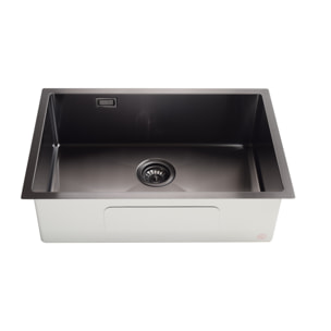 Timeless Évier de cuisine sous plan en inox 304, 68x45x21 cm, Gun Metal brossé PVD