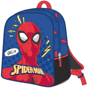 Mochila infantil de spiderman - color azul - cierre de cremallera - 25x31x10 cm - mochila infantil con detalles en 3d - asas acolchadas