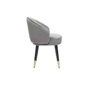 Chaises design en tissu velours gris, bois noir et métal doré (lot de 2) BRIZO